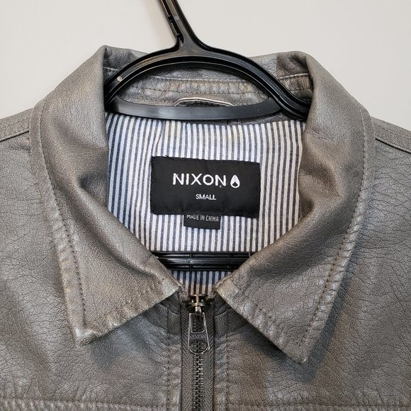 Nixon Gray Faux Leather Jacket Small - Picture 4 of 7